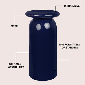 Miles 22.75" Mid-Century Modern Metal Sleek Cylinder Drink Table